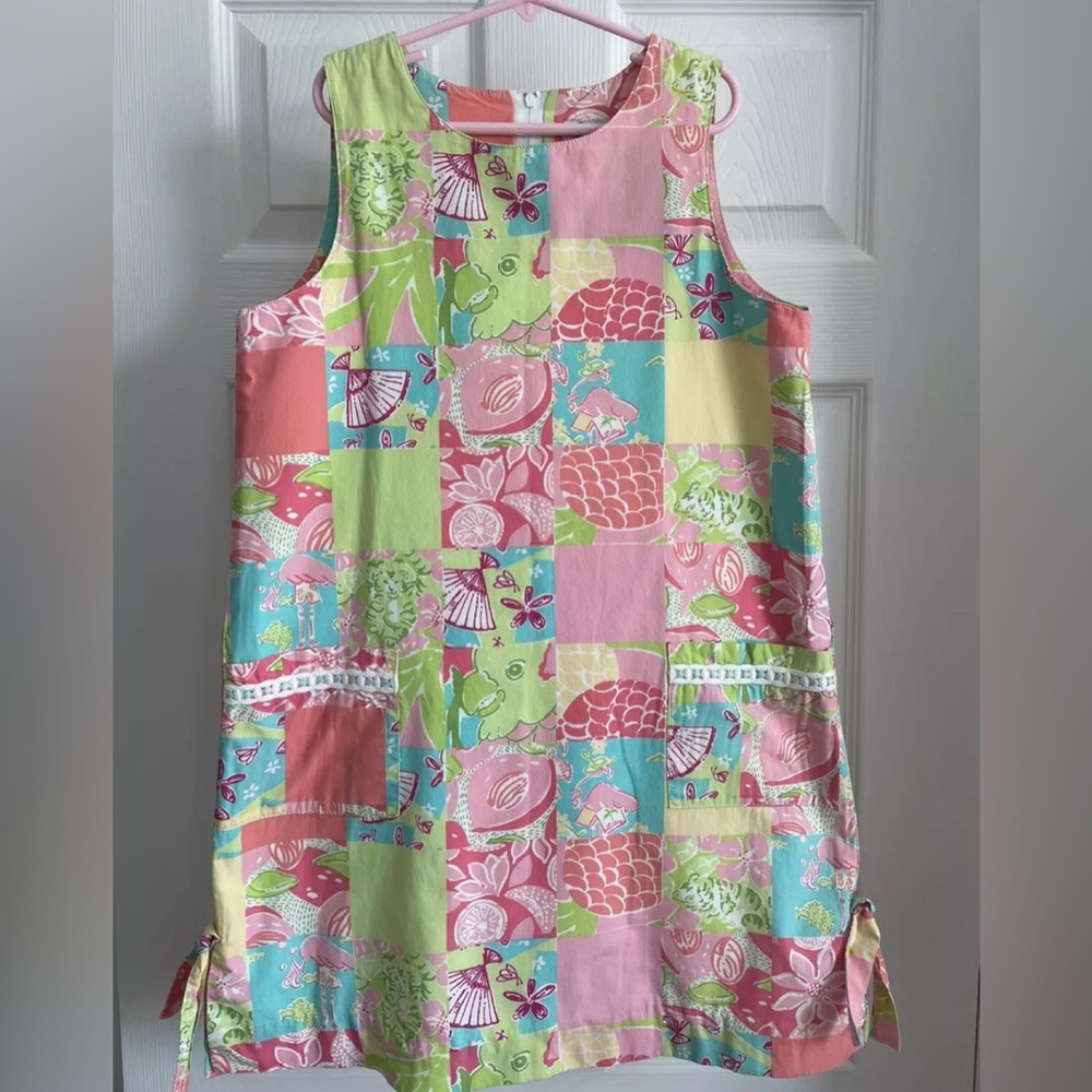 Lilly Pulitzer Girl's Patchwork Shift Dress White Label Size 12